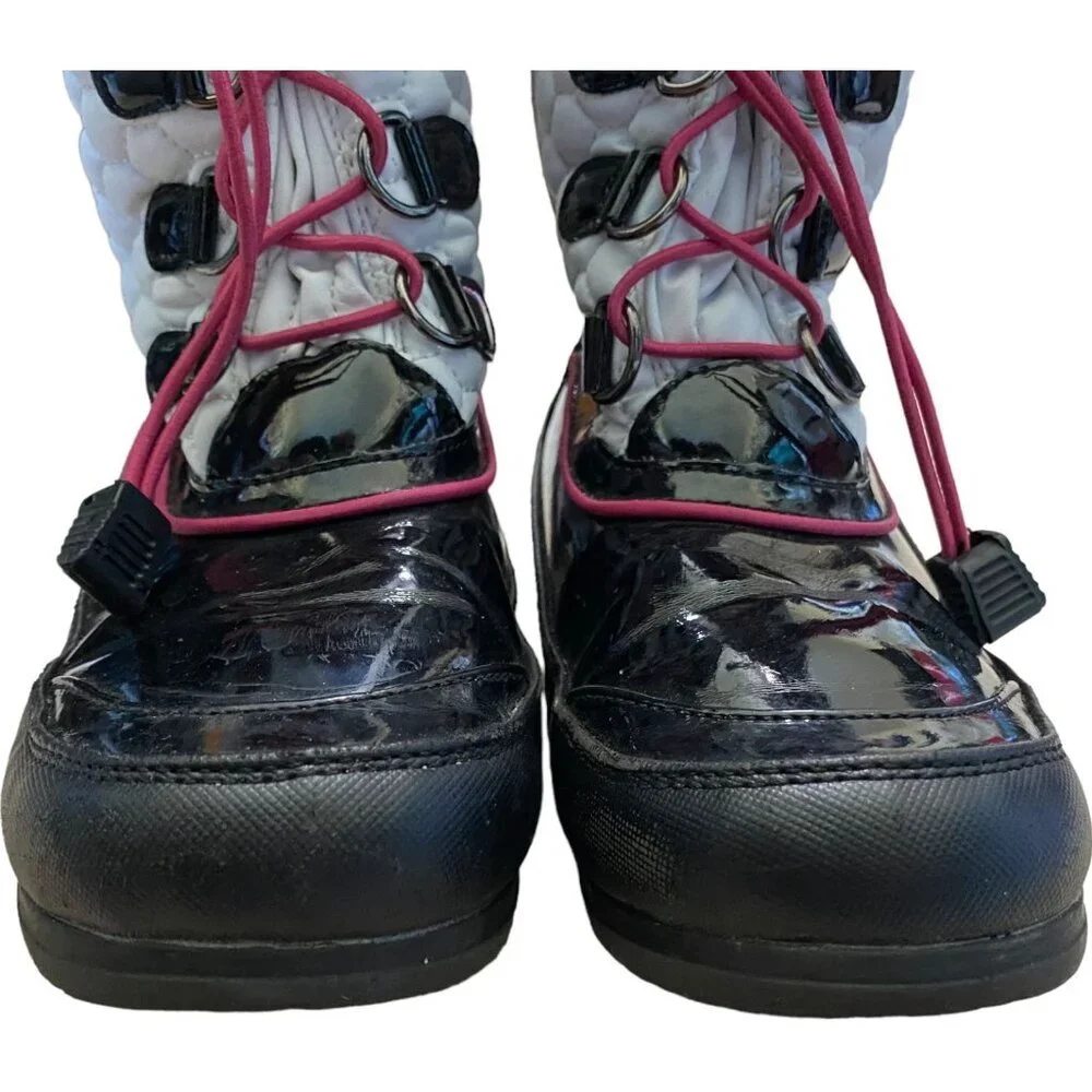 Totes Toasty White Girls Snow Boot in Black, Pink and White Sz 4 - Picture 6 of 10